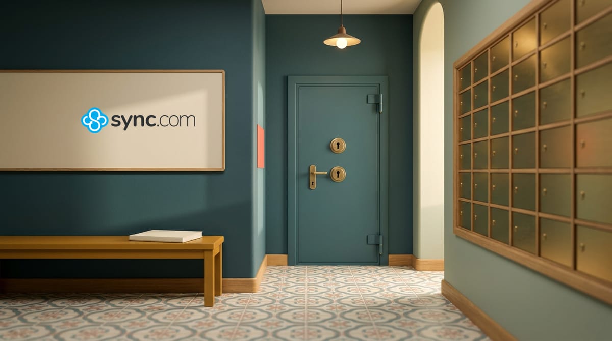 Editorial illustration for Sync Free Is 5GB With Real Encryption. That Is the Trade.
