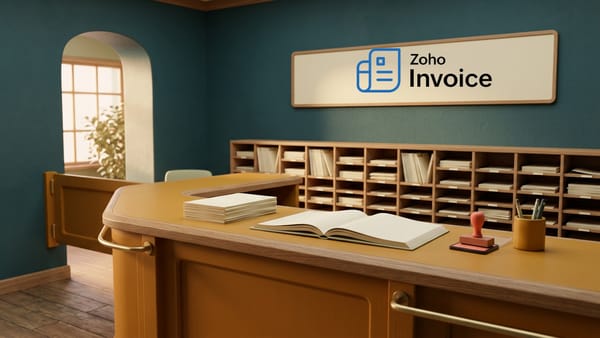Editorial illustration for Zoho Invoice Is Free Forever, With Three Quiet Caps